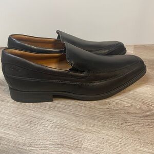 Clarks Black Leather Slip-On Loafers